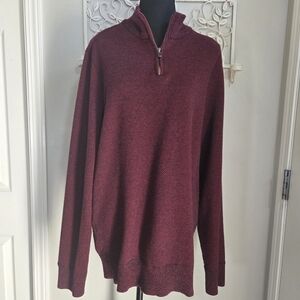 Robert Graham Men's Burgundy 1/4 Zip Sweater Size XL